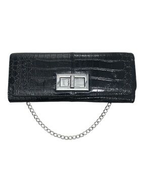 Lulu Townsend Black Alligator Bag, Clutch, Envelope Shoulder Bag